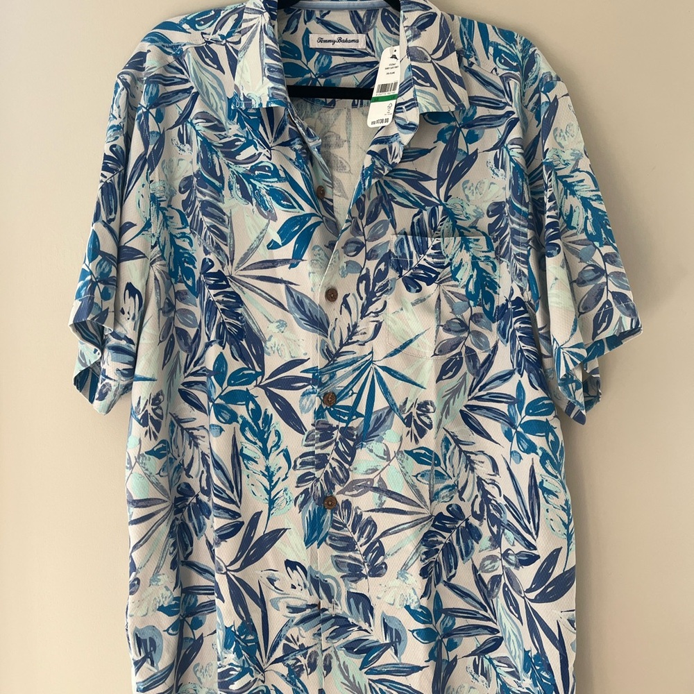 Tommy Bahama Tropical Blue Leaf Men's Shirt